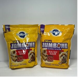Pedigree Mini Jumbone Real Beef Flavor Dog Treats 21oz 35 Count 2 Pack 70 Total